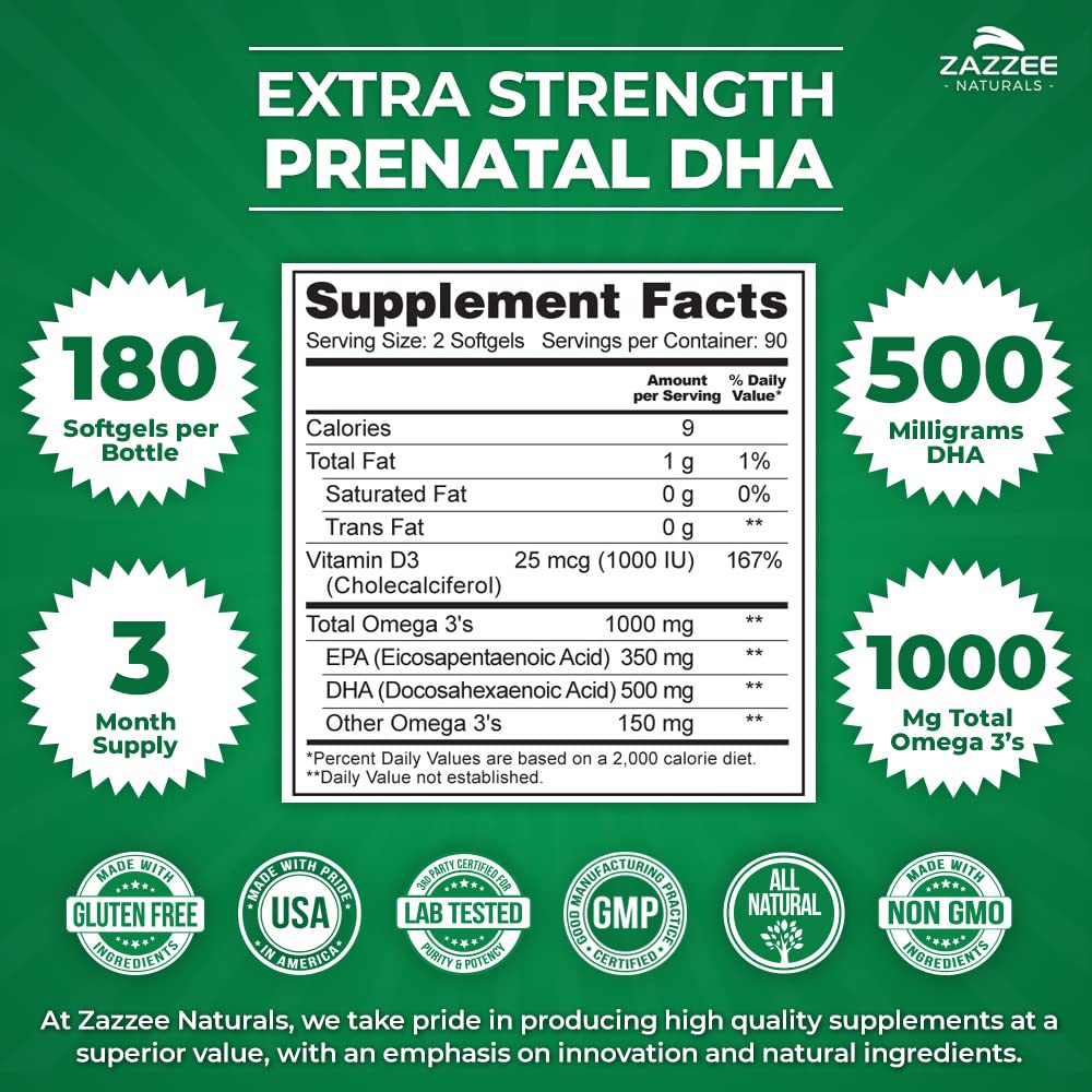 Zazzee Myo-Inositol Powder and Extra Strength Prenatal DHA